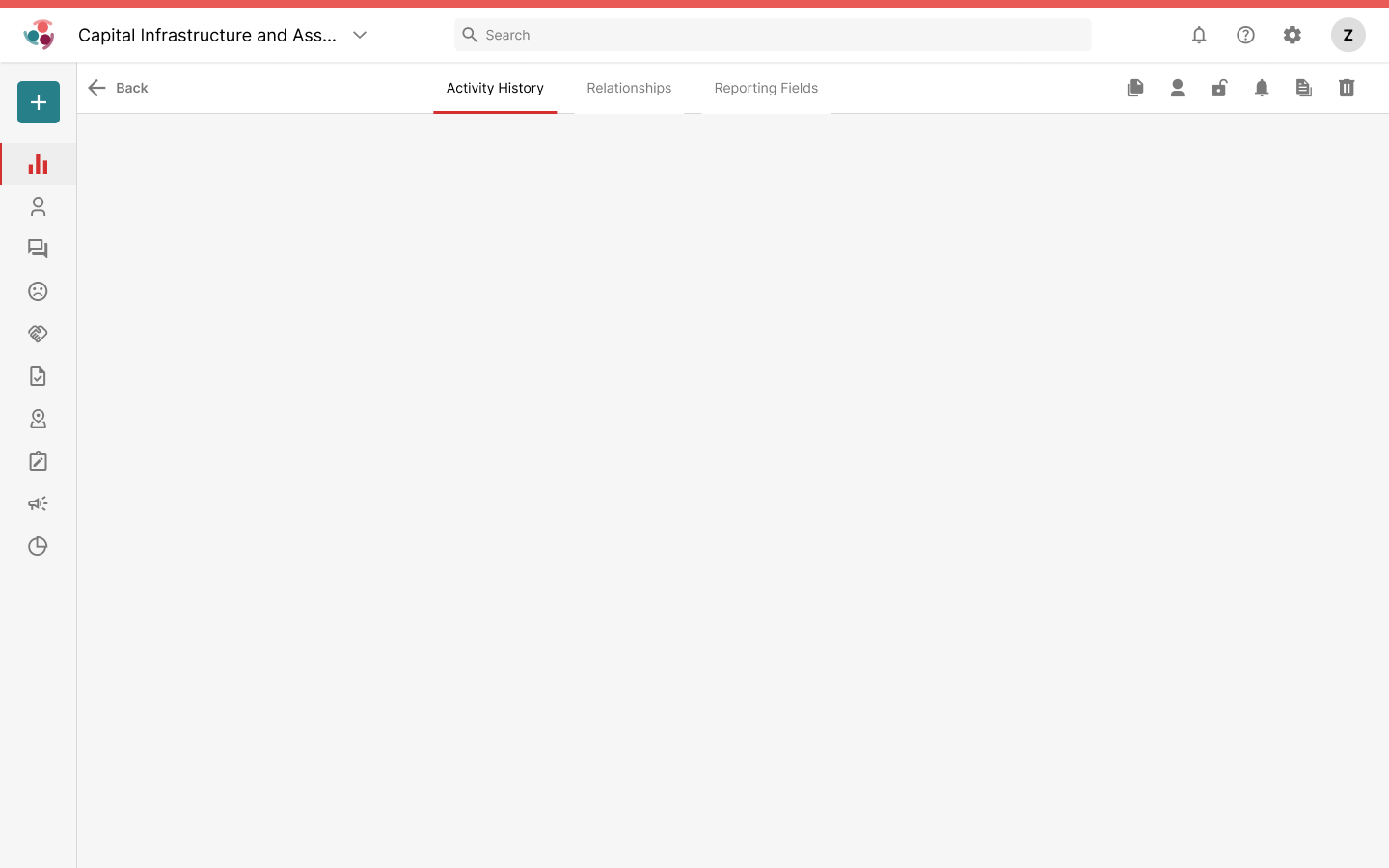 Simply Stakeholders detail page using a back action, tabs, and record actions